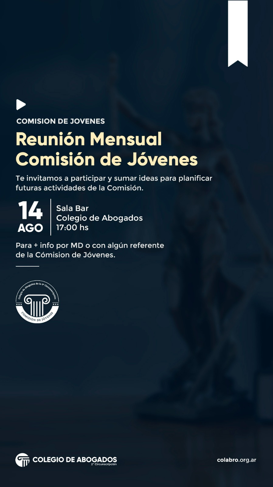 REUNIÓN MENSUAL COMISION DE JOVENES. Te invitamos a participar y sumar ideas para planificar futuras actividades de la comisión - 14/08/2024